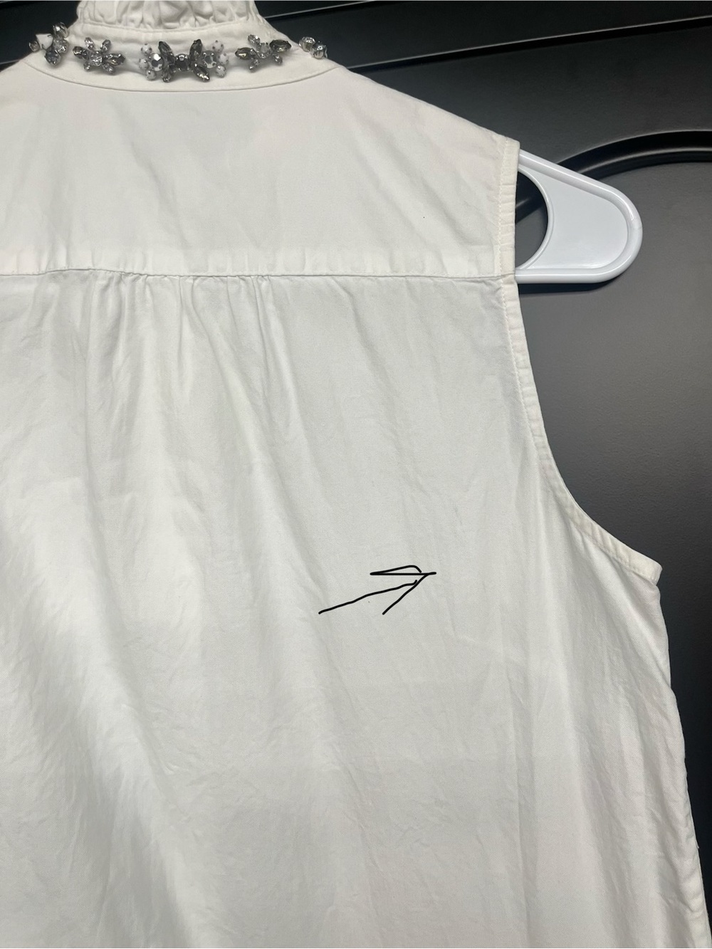 J. Crew White Sleeveless Button-Down Top with Crystal Collar - Picture 10 of 13